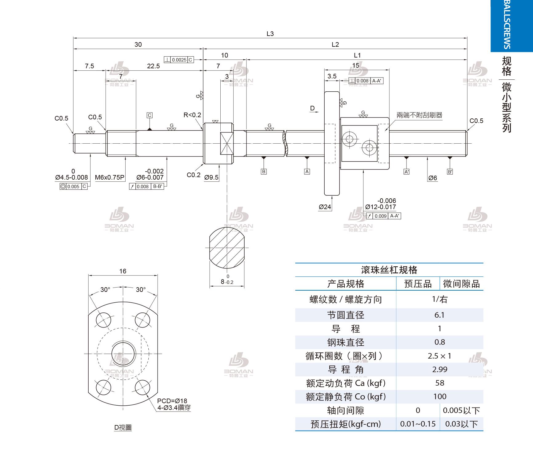 PMI FSM0601-C3-1R-0165 pmi丝杆中国